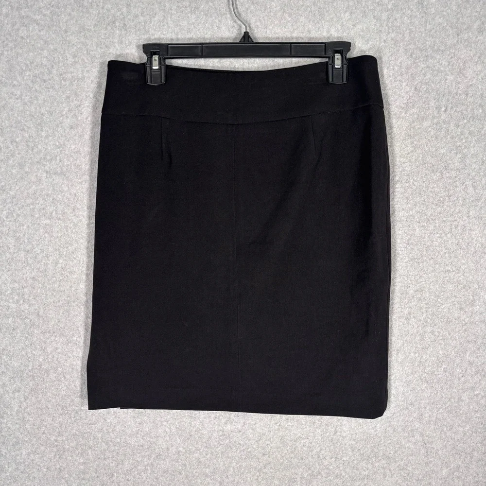 Anne Klein Zipper Mini Skirt 6 Black Ponte Knit Stretch Career Glam Party 90s